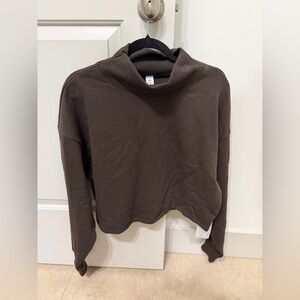 Alo Large Espresso Cropped Serenity Coverup Sweatshirt. 🥥⚡️